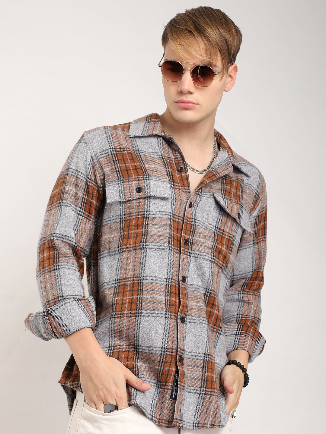 Brown Check Flannel Shirt