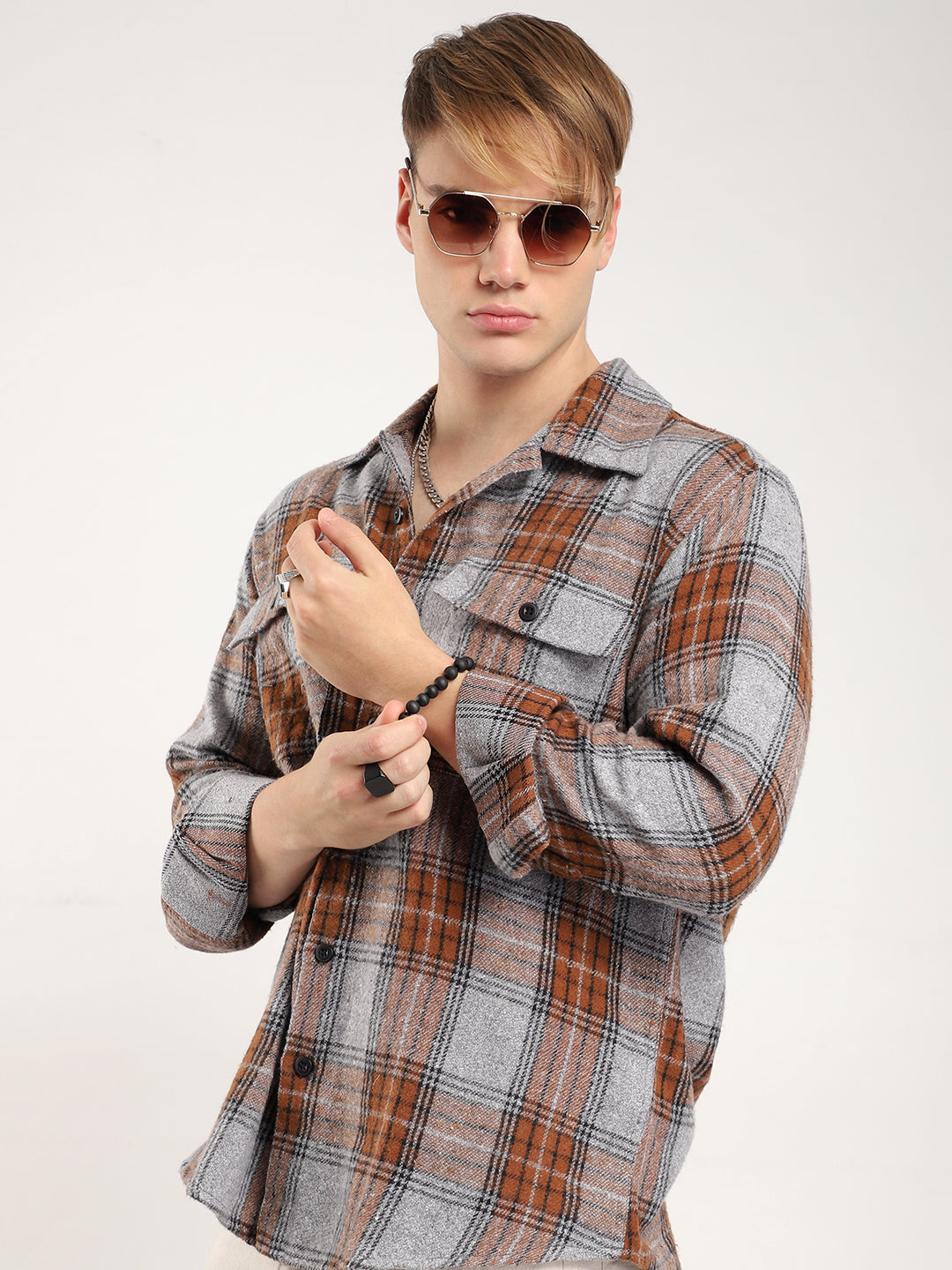 Brown Check Flannel Shirt