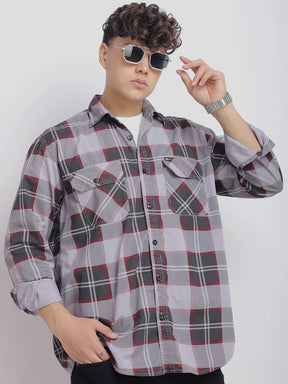 Vauxhall Ash Grey Washed Check Full Sleeve Shirt