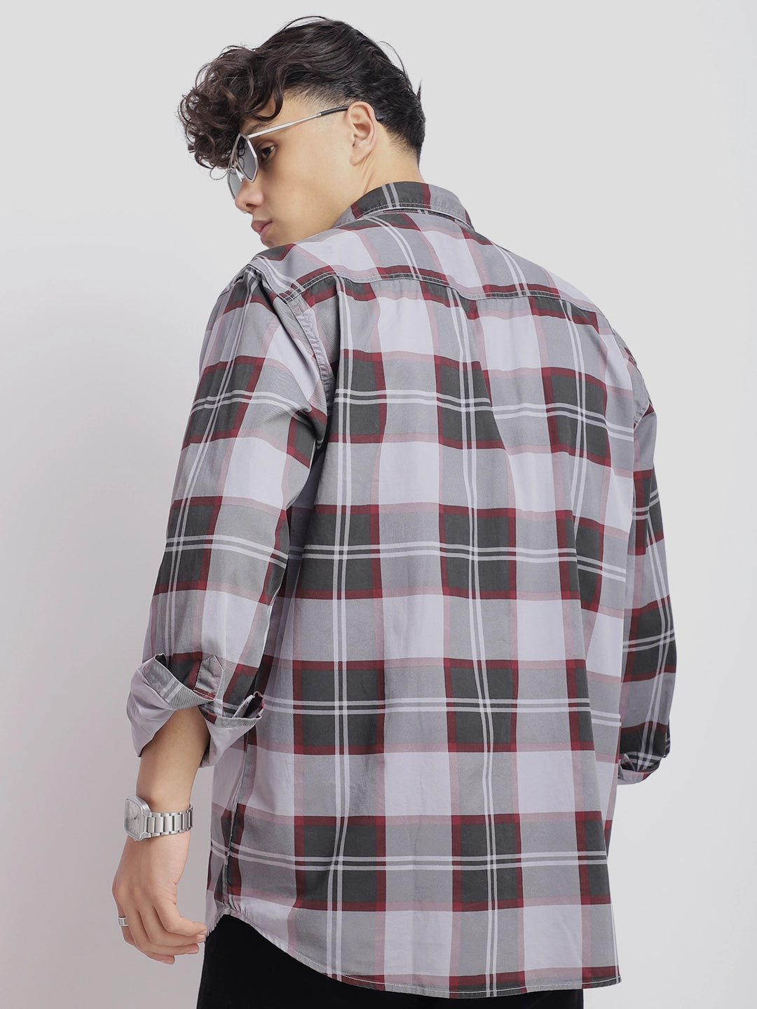 Vauxhall Ash Grey Washed Check Full Sleeve Shirt