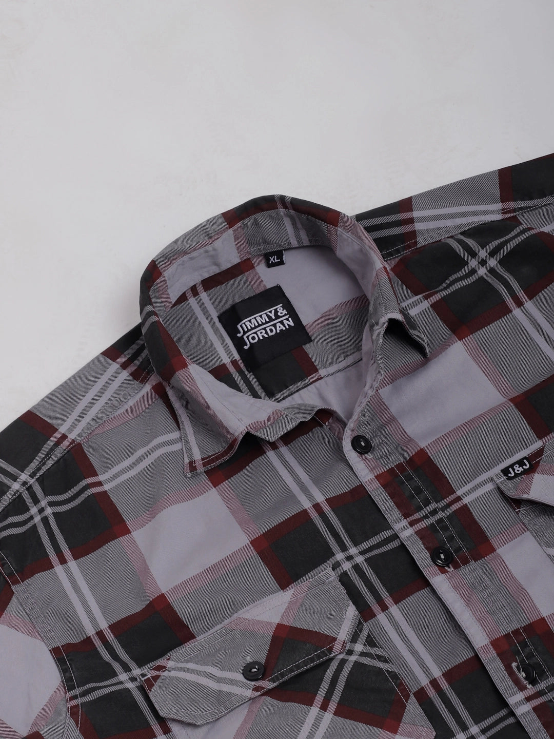 Vauxhall Ash Grey Washed Check Full Sleeve Shirt