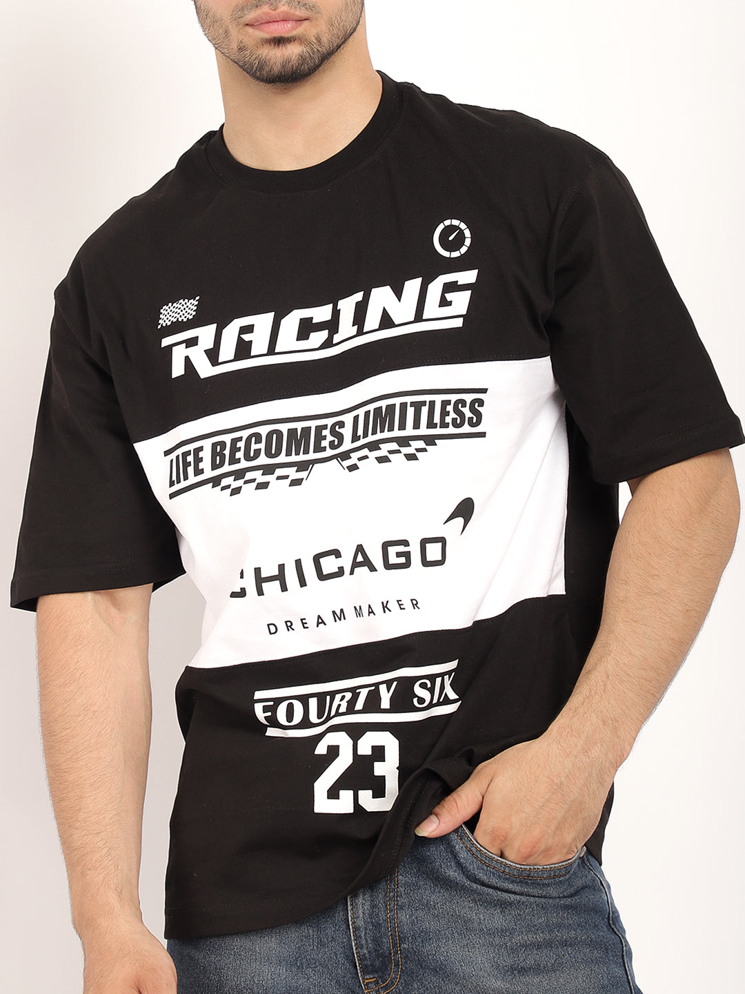 Adrenaline Rush Black Oversized T-Shirt