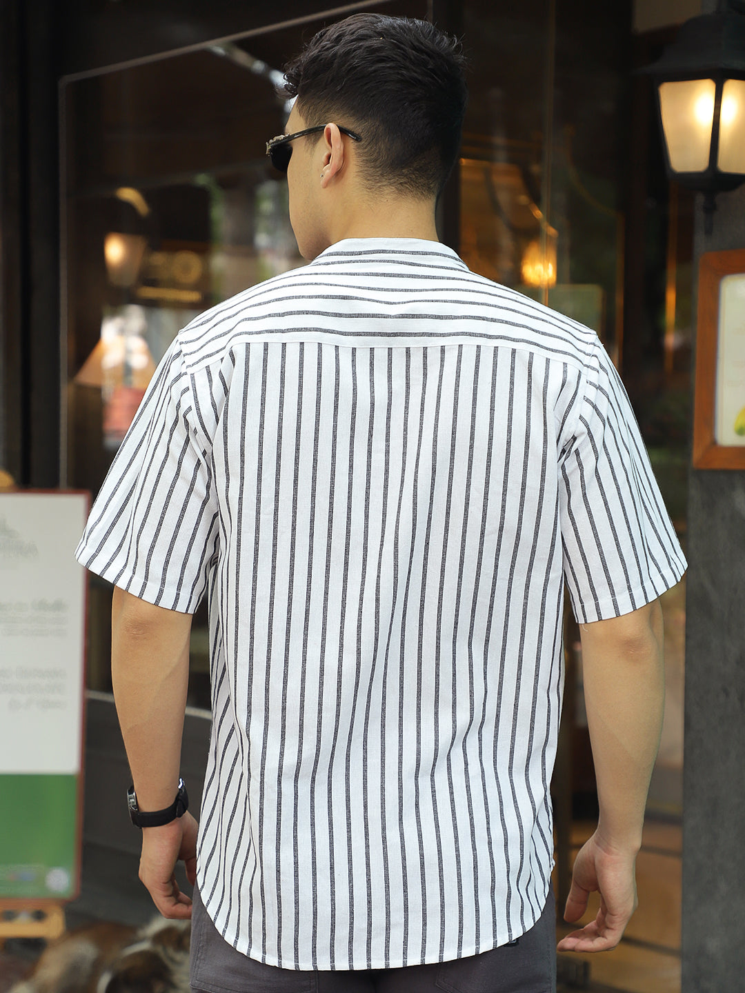 Stonehill White Half Sleeve Stripe Shirt