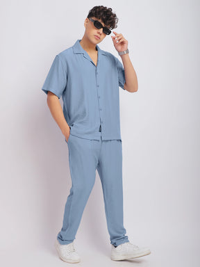 Linen Atlantica Air Force Blue Co-Ord Set