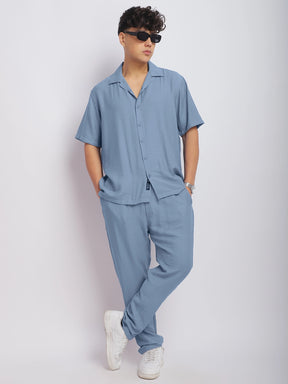 Linen Atlantica Air Force Blue Co-Ord Set