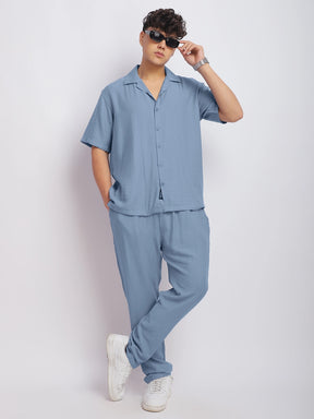 Linen Atlantica Air Force Blue Co-Ord Set