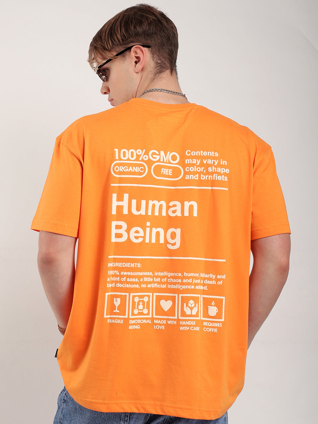 Human Being Oversized Orange T-Shirt