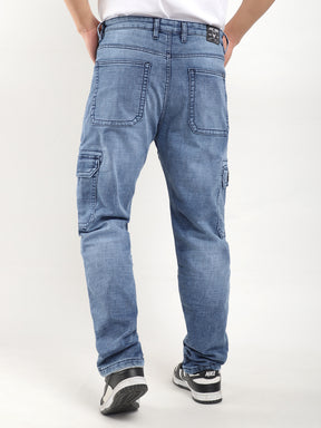 Fighter Blue Baggy Fit Denim Cargo