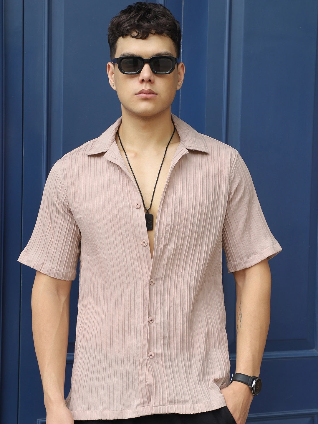 Lush Dusty Peach Half Sleeve Shirt