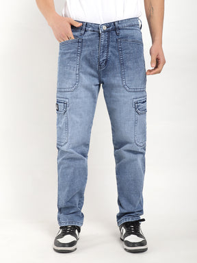 Fighter Light Blue Baggy Fit Denim Cargo