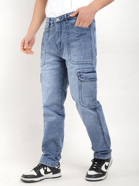 Fighter Light Blue Baggy Fit Denim Cargo