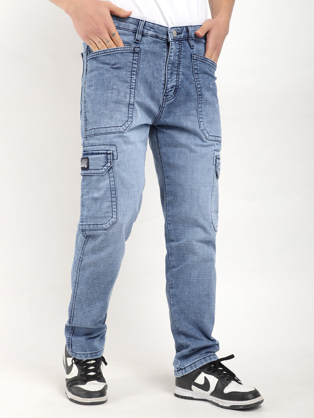 Fighter Light Blue Baggy Fit Denim Cargo