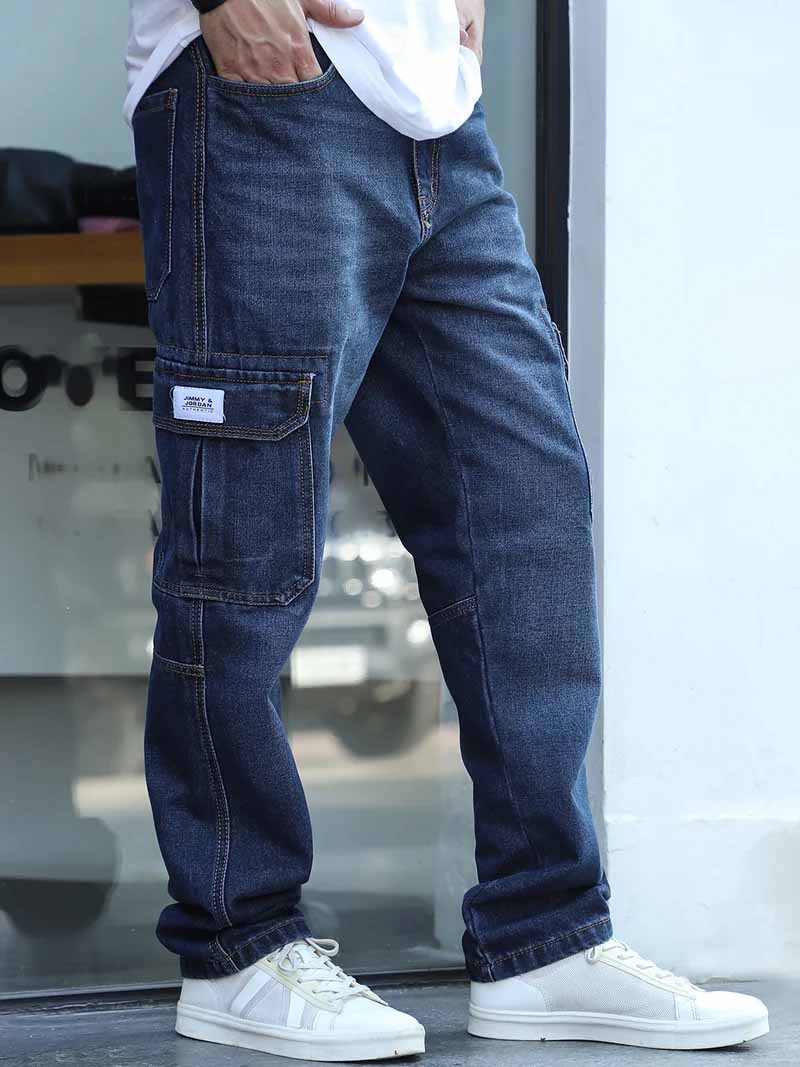 Midnight Dark Blue Denim Cargo