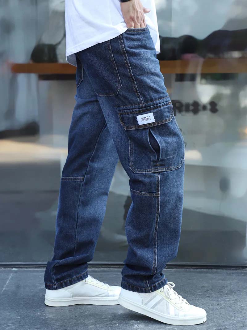 Midnight Dark Blue Denim Cargo