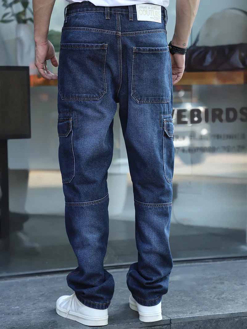 Midnight Dark Blue Denim Cargo
