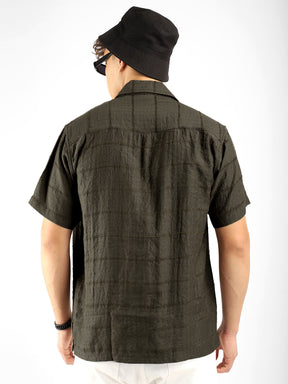 Shirtolo Olive Plain Half Sleeve Shirt