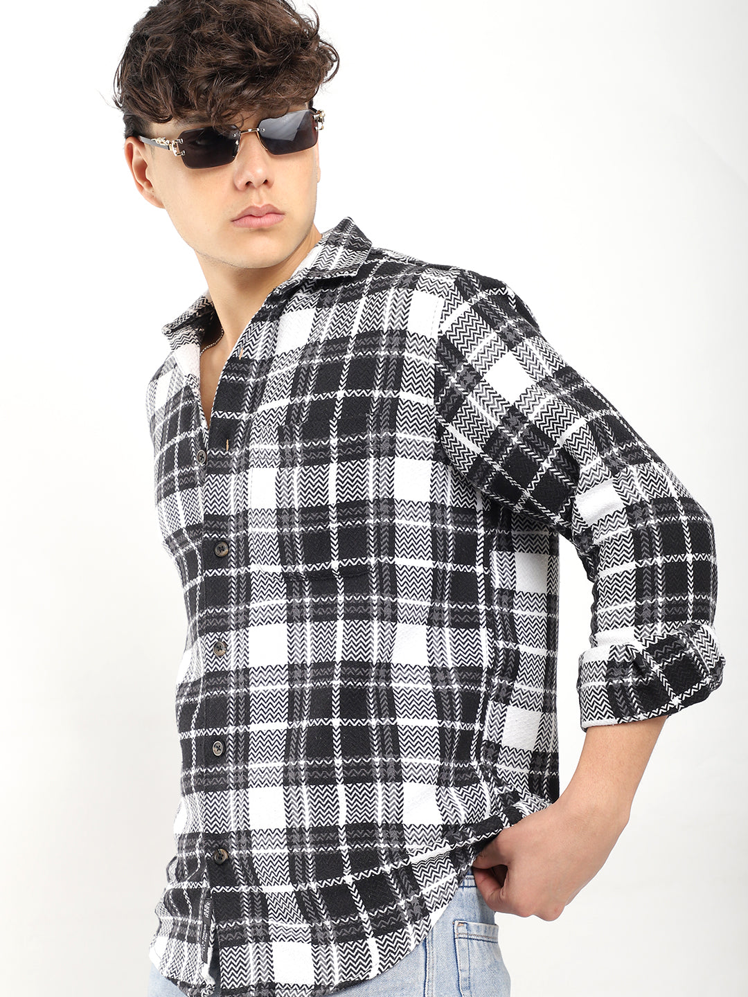 Haring Born Check Black & White Full Sleeve Shirt