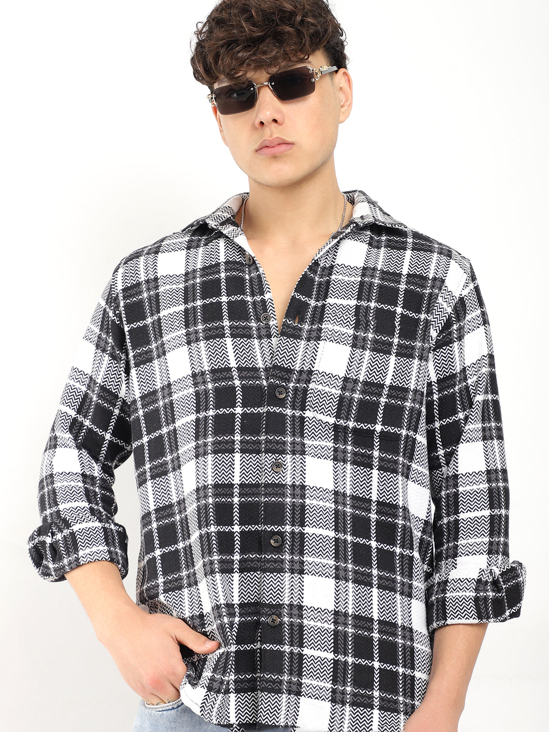 Haring Born Check Black & White Full Sleeve Shirt