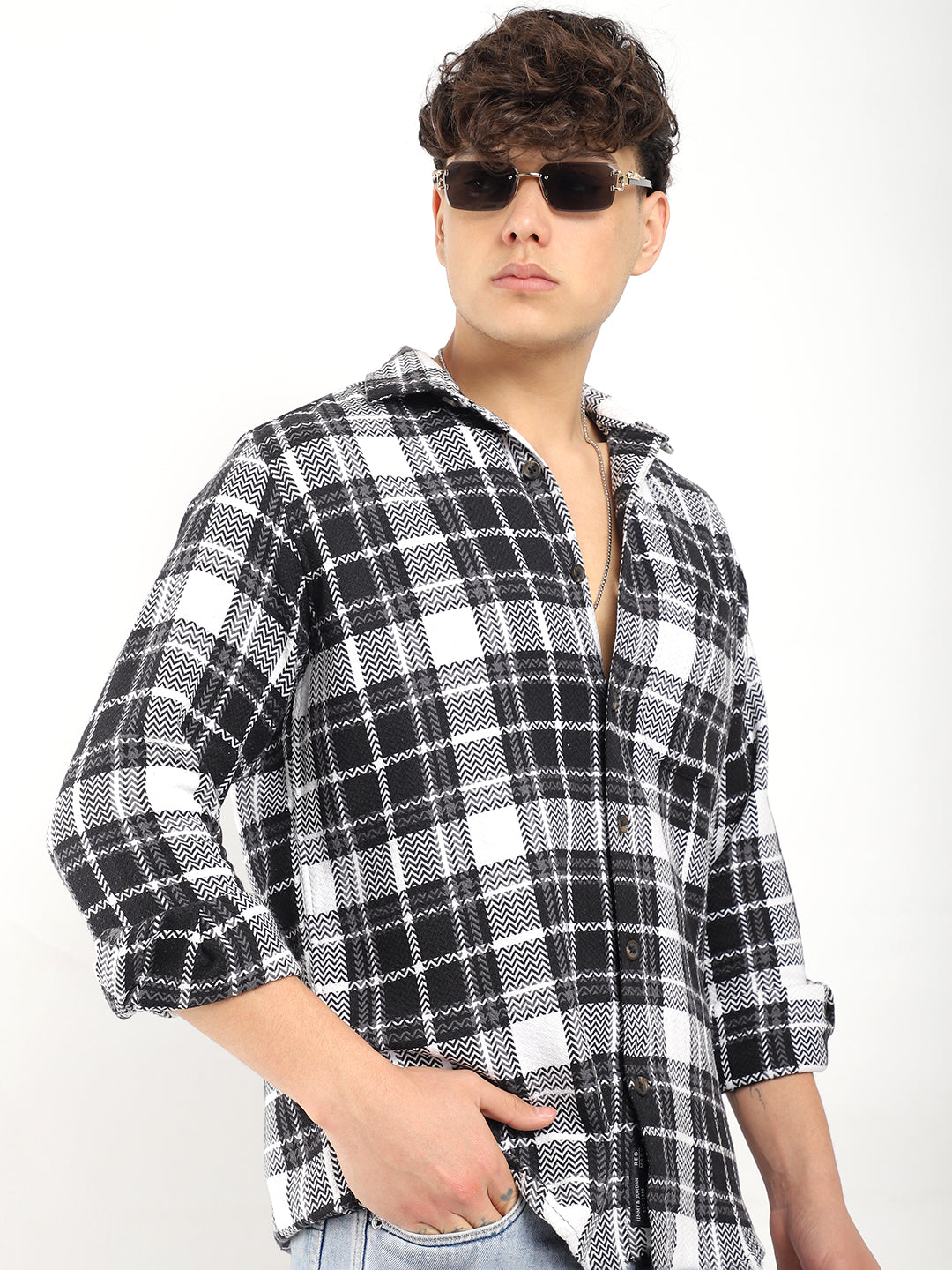 Haring Born Check Black & White Full Sleeve Shirt