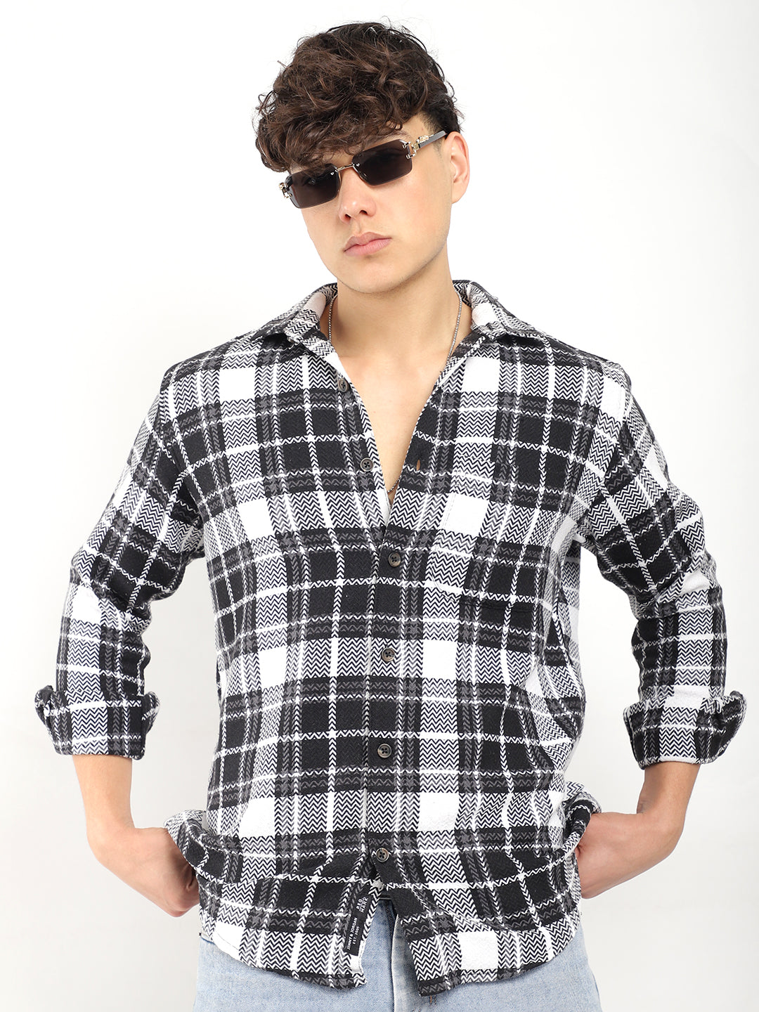 Haring Born Check Black & White Full Sleeve Shirt