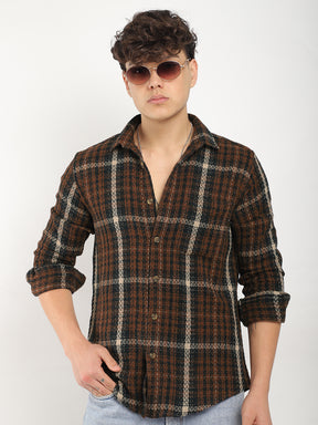 Haring Born Check Brown & Black Full Sleeve Shirt