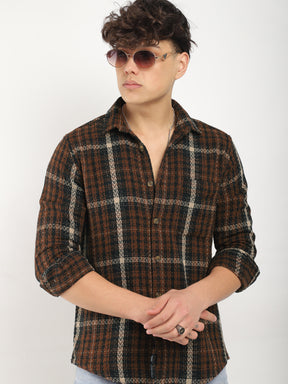 Haring Born Check Brown & Black Full Sleeve Shirt