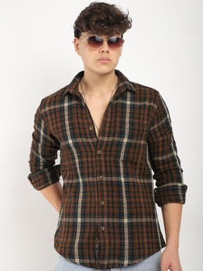 Haring Born Check Brown & Black Full Sleeve Shirt