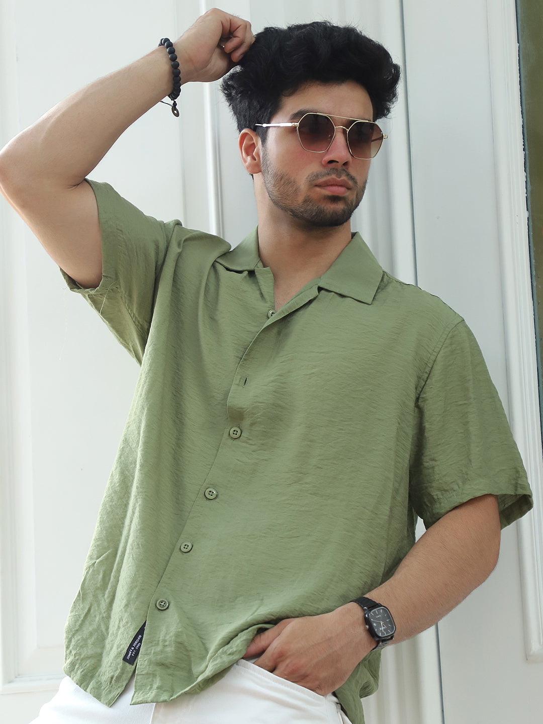 Midnight Command Grass Green Plain Shirt