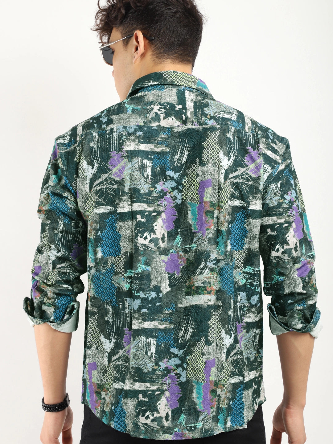 Blue Popcorn Lycra Print Shirt