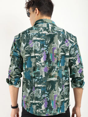 Blue Popcorn Lycra Print Shirt