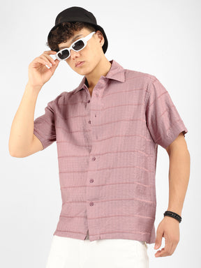 Shirtolo Peach Plain Half Sleeve Shirt