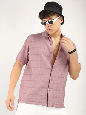 Shirtolo Peach Plain Half Sleeve Shirt