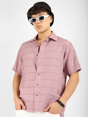 Shirtolo Peach Plain Half Sleeve Shirt