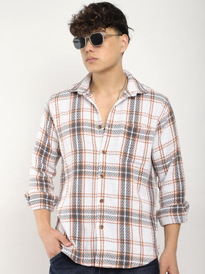 Haring Born Check Grey & Off White Full Sleeve Shirt