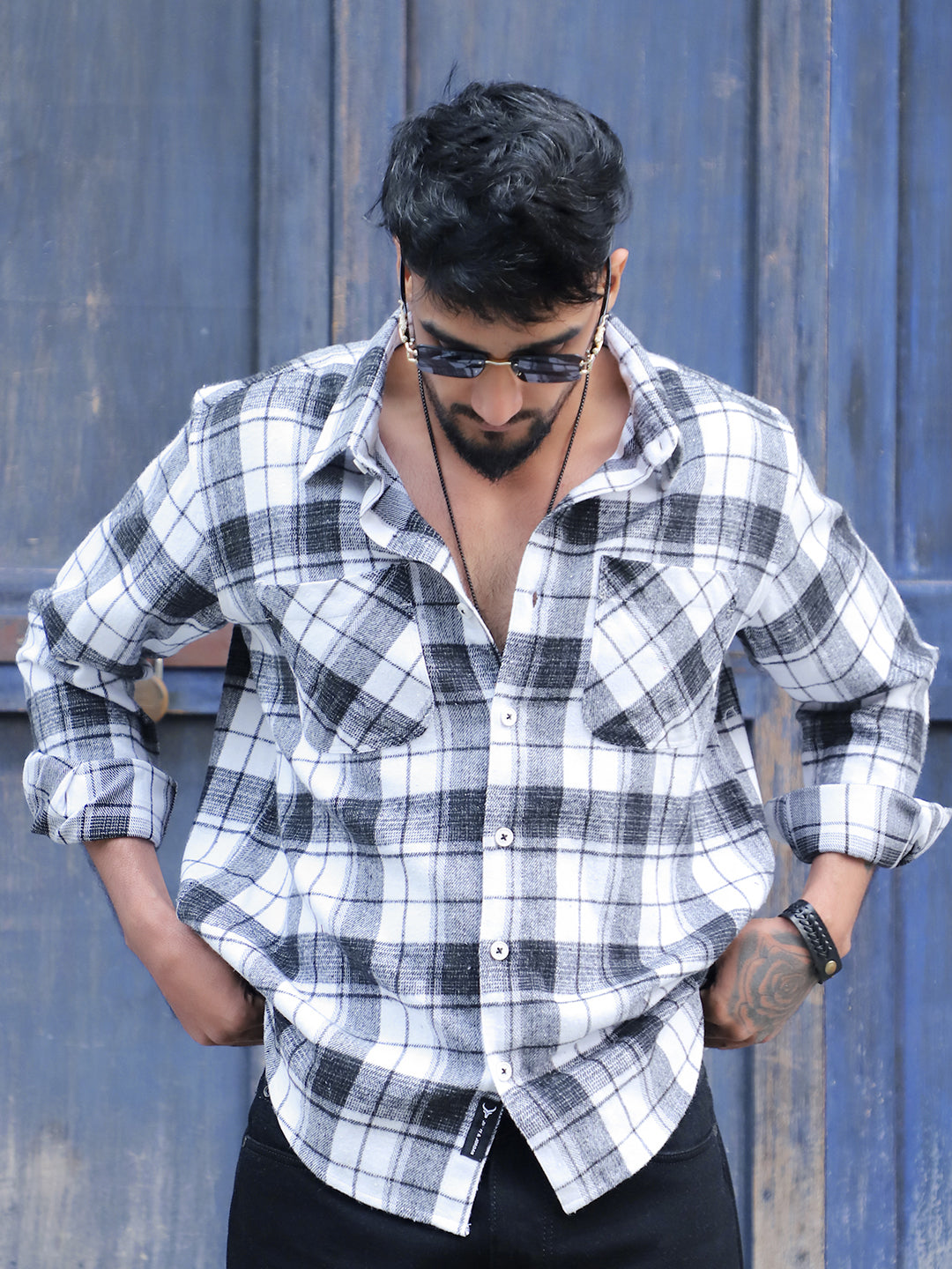 Old Town Black Check Full Sleeve Shirt