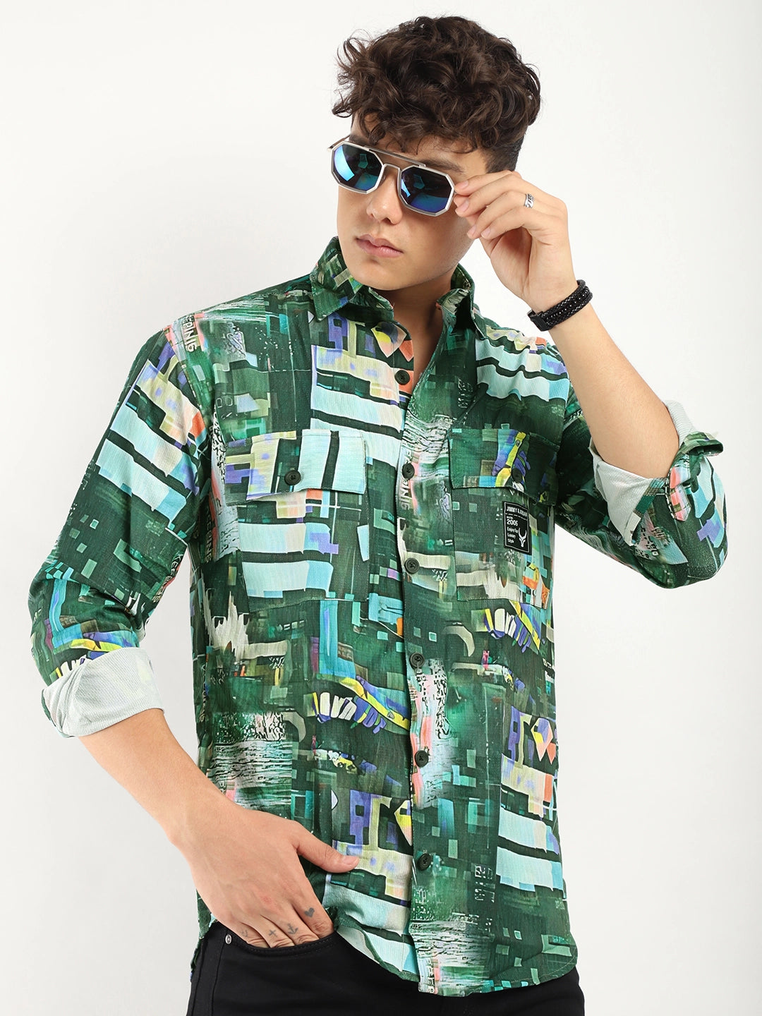 Green Digital Print Shirt