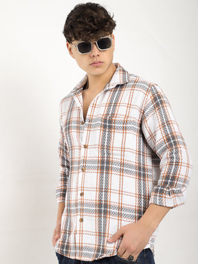 Haring Born Check Grey & Off White Full Sleeve Shirt