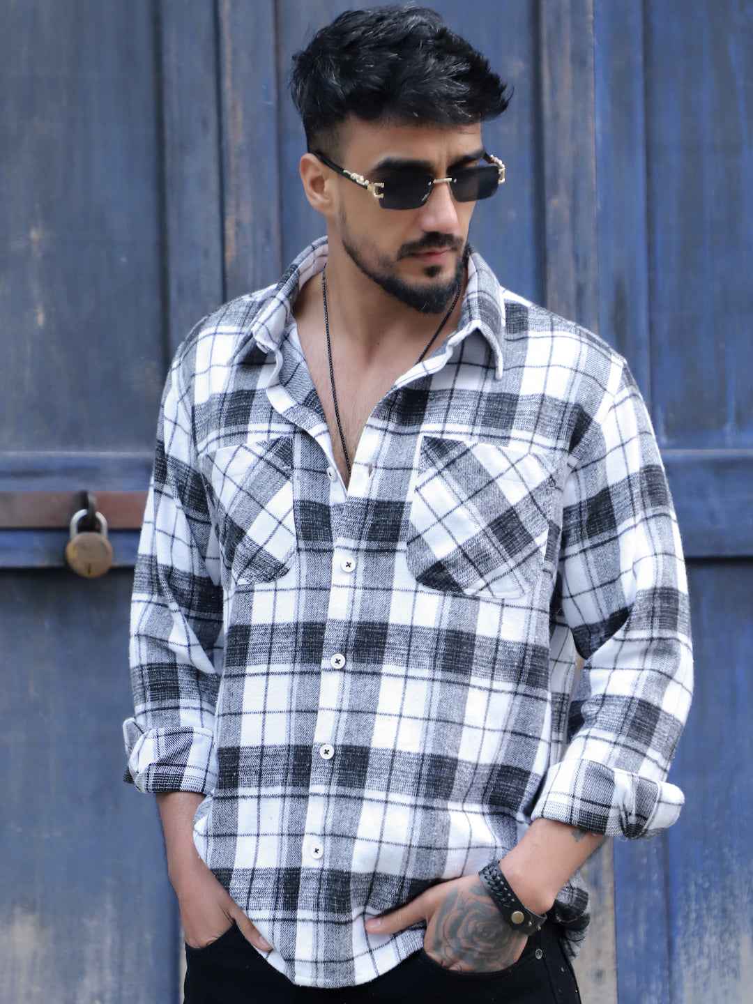 Old Town Black Check Full Sleeve Shirt