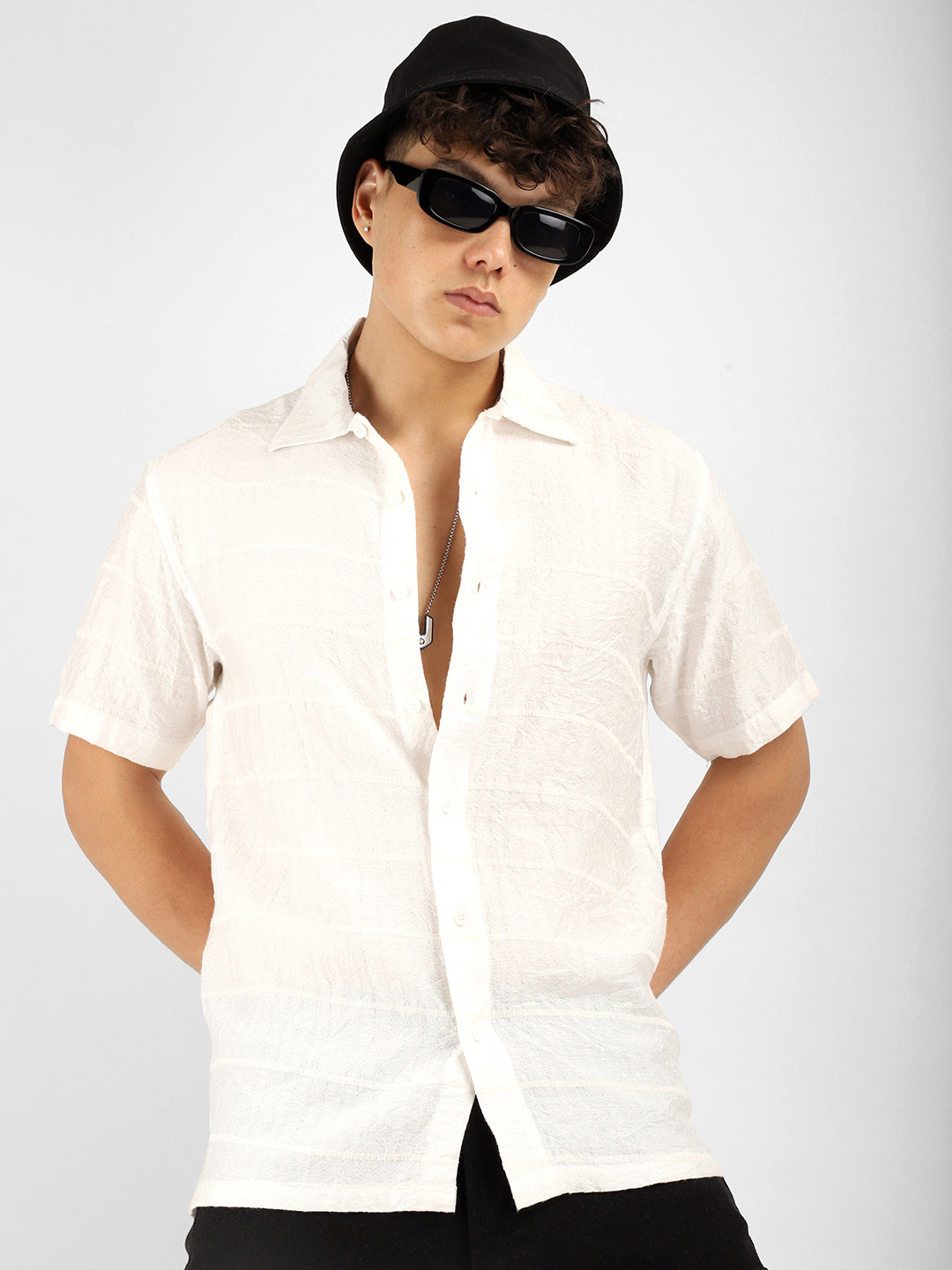 Shirtolo White Plain Half Sleeve Shirt