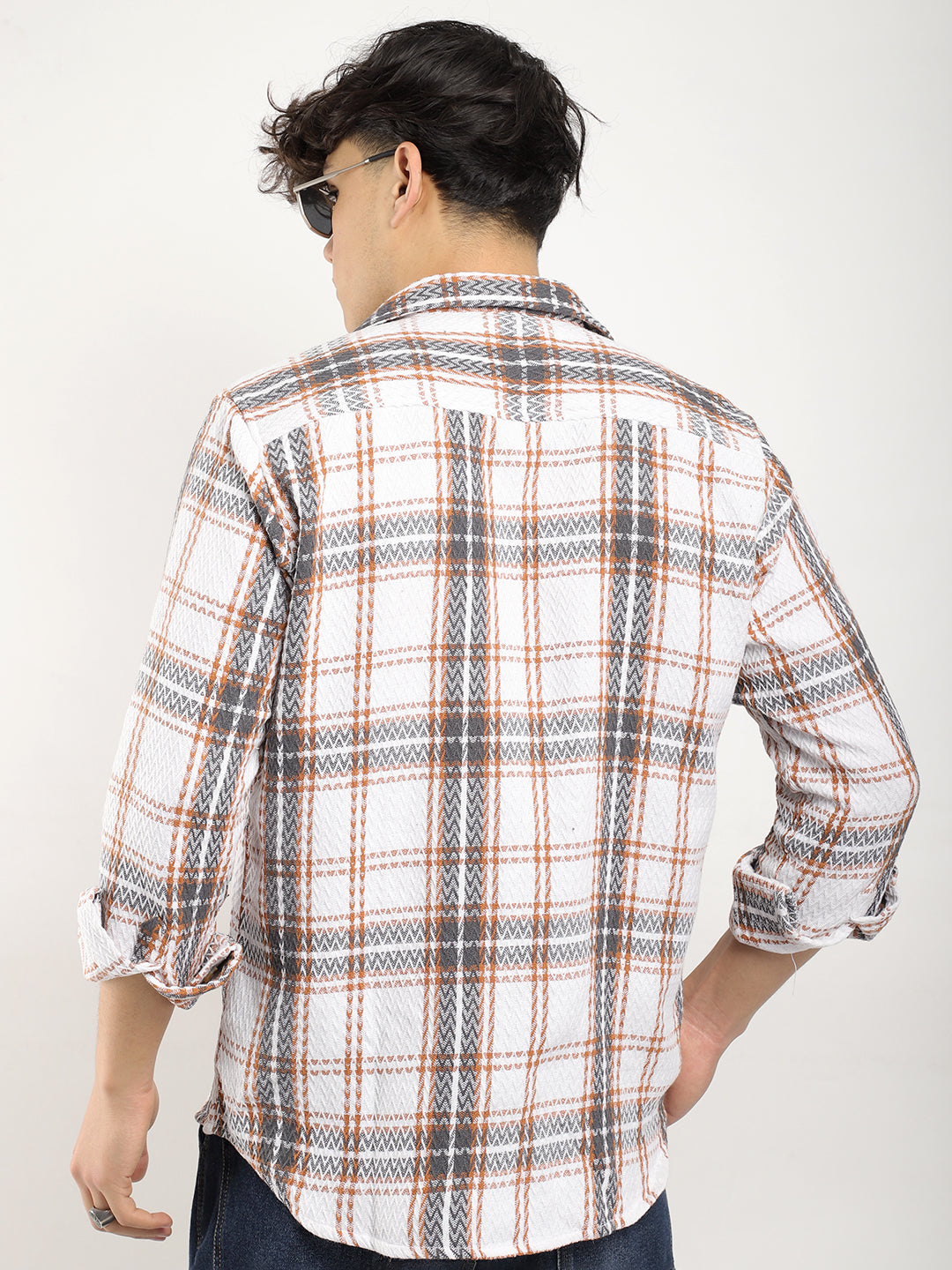 Haring Born Check Grey & Off White Full Sleeve Shirt