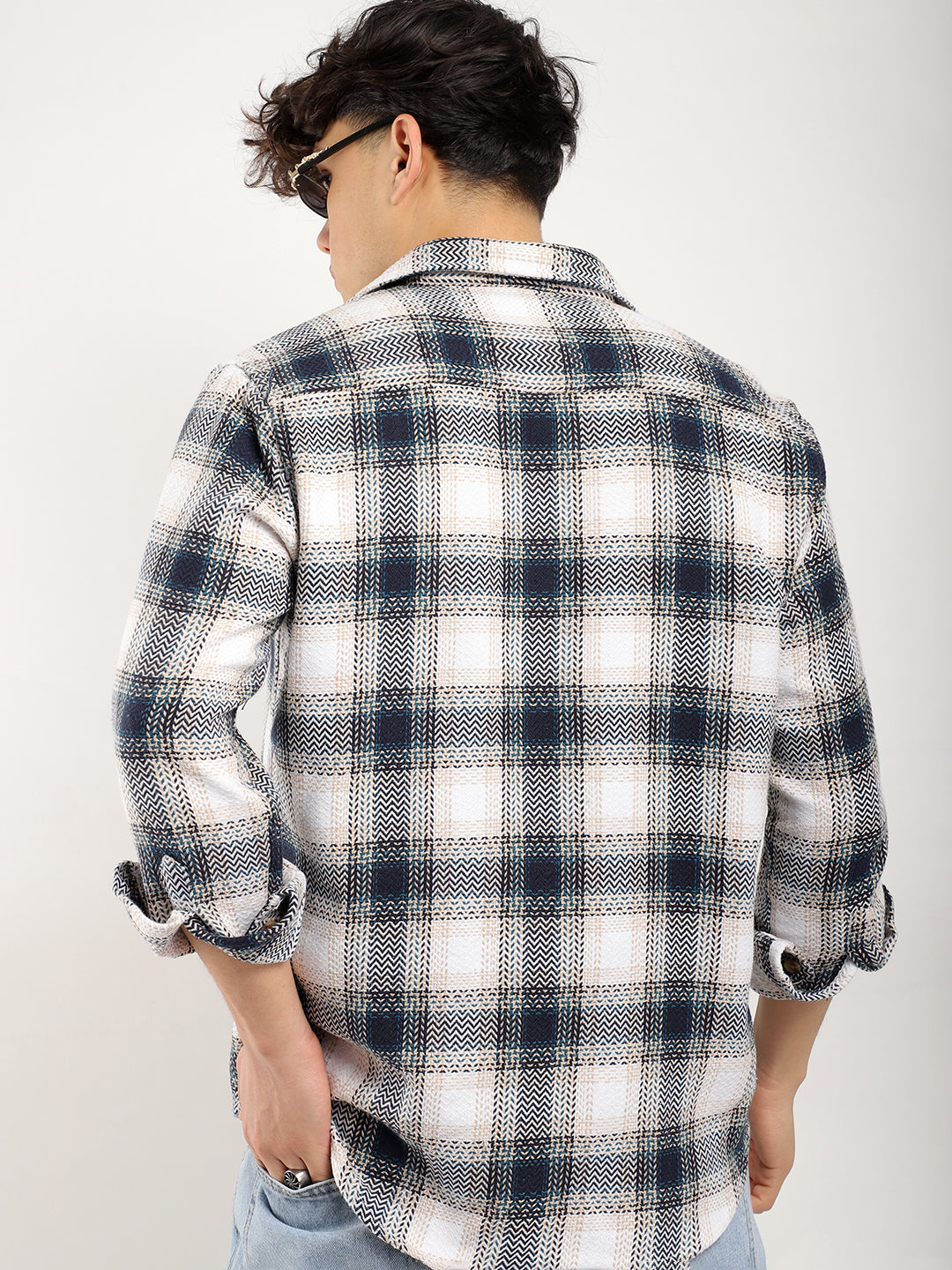 Haring Born Check Navy & Off White Full Sleeve Shirt