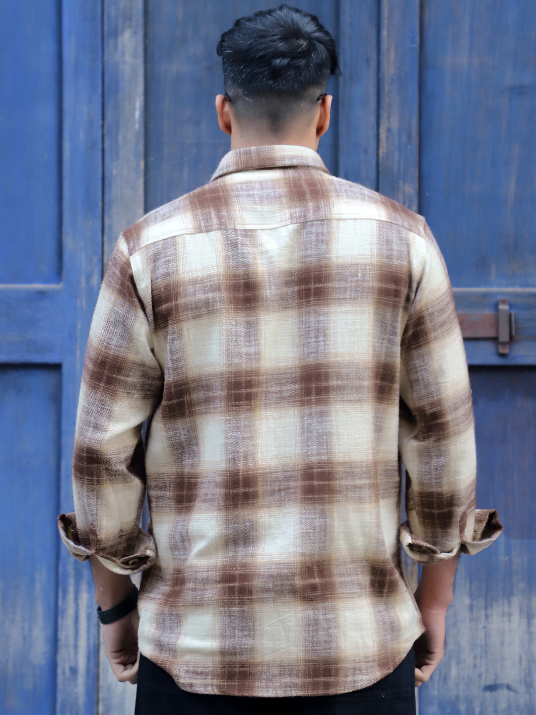 Thunderbird Almond Brown Check Full Sleeve Shirt