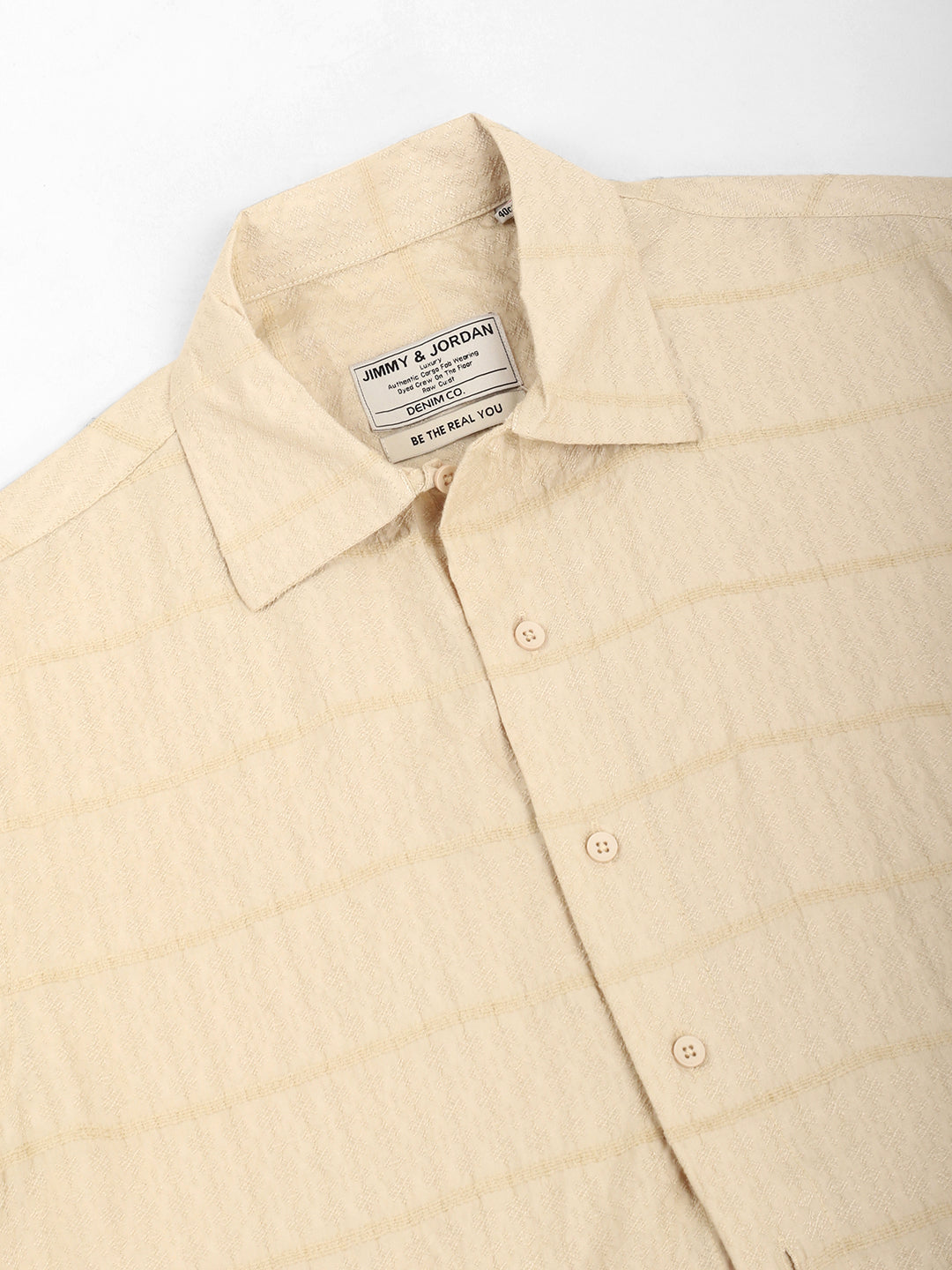 Shirtolo Beige Plain Half Sleeve Shirt