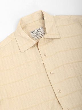 Shirtolo Beige Plain Half Sleeve Shirt