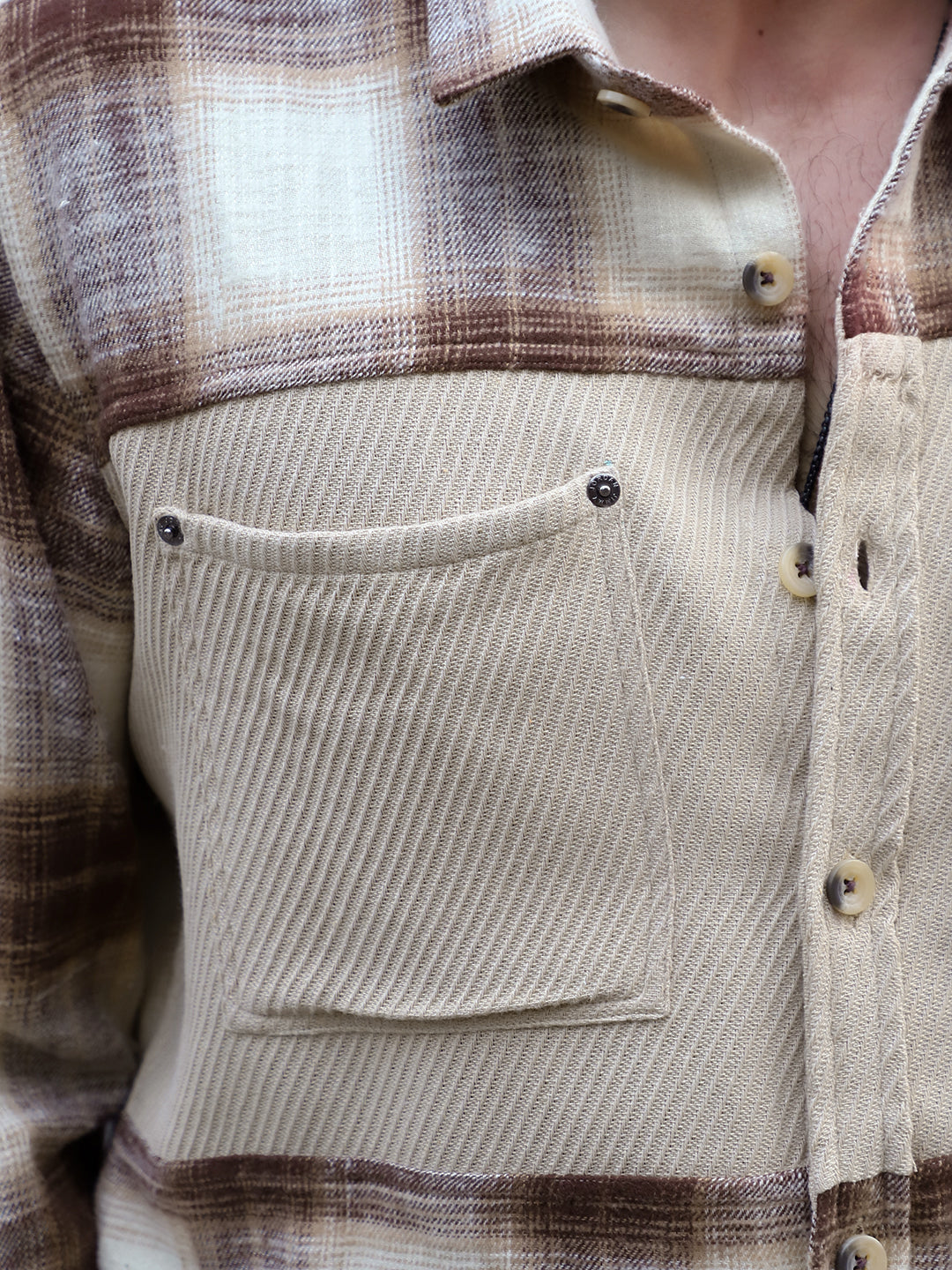 Thunderbird Almond Brown Check Full Sleeve Shirt