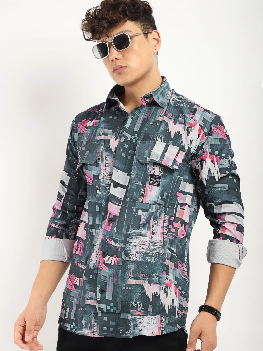 Dark Grey Digital Print Shirt