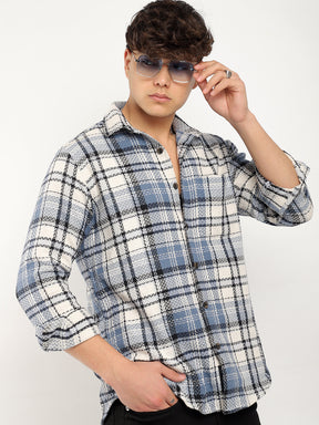 Haring Born Check Grey & White Full Sleeve Shirt