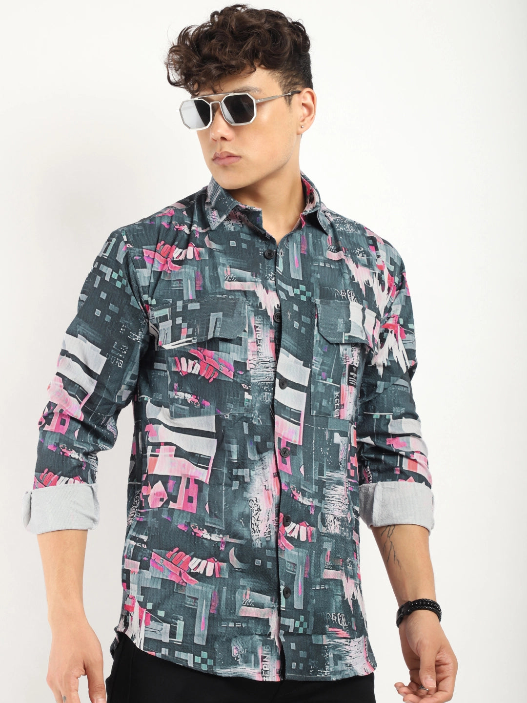 Dark Grey Digital Print Shirt