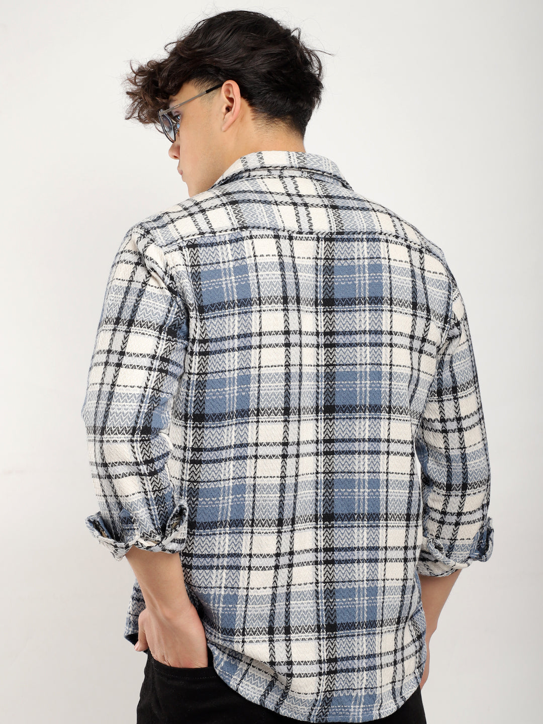 Haring Born Check Grey & White Full Sleeve Shirt