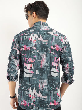 Dark Grey Digital Print Shirt